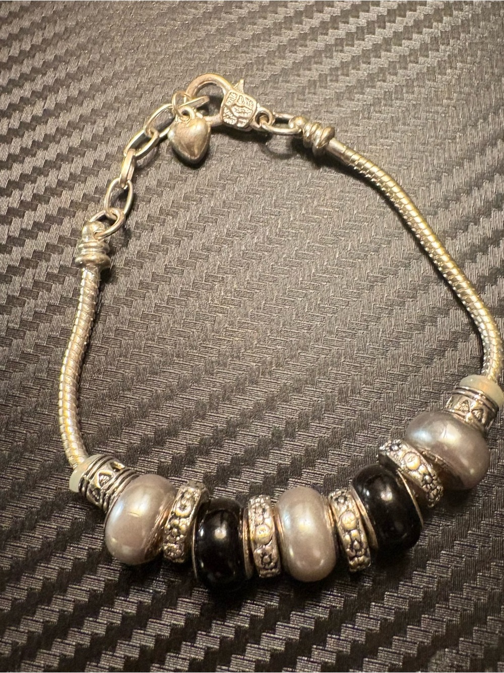 Silver-Tone Charm Style Beaded Bracelet - Picture 2 of 4